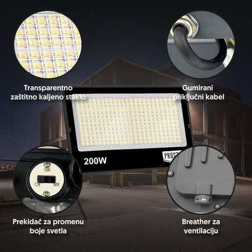 Prosto led reflektor 200w promenljiva boja svetla Lrf043cct-200w