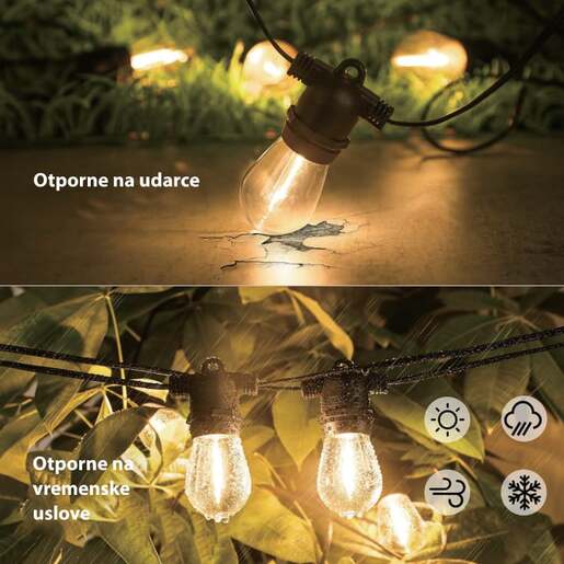 Solarni led niz 15 m, 15 sijalica Snz-15ww/15m-s