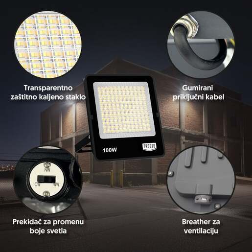 Prosto led reflektor 100w promenljiva boja svetla Lrf043cct-100w