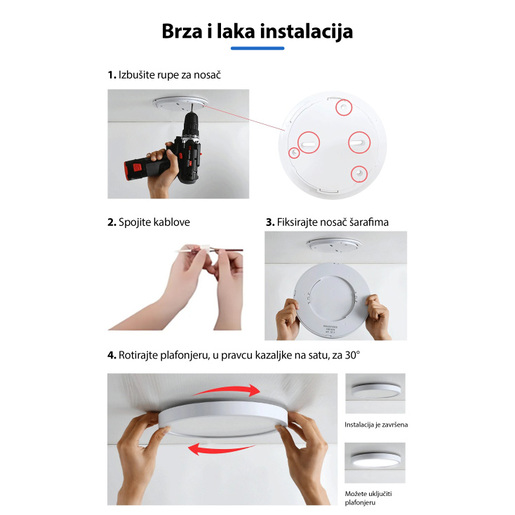 Led plafonjera 38w dnevno svetlo Lpf-sp1bk-38/w