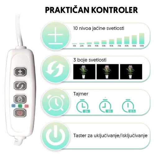Jednostruka lampa za biljke 8w sa postoljem Lb-tl-01/rby