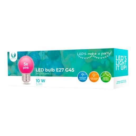 Set 5 kom. roze led sijalica e27 Rtv100008