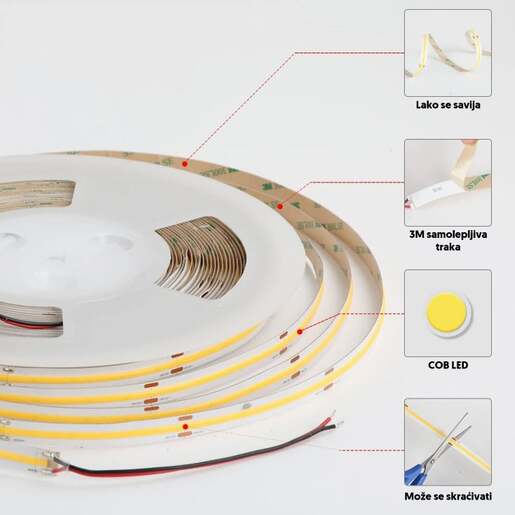 Cob led traka 3000k 320 led/m ip20 Ltrcob/320ww-12e