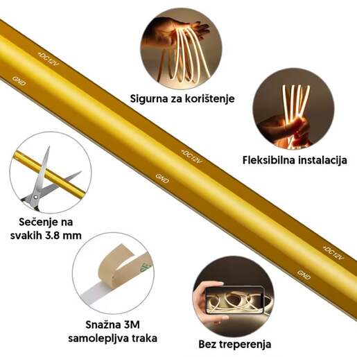 Mincut cob led traka 3000k 528 led/m Ltrcob/m528ww-12e