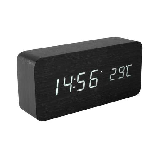 Drveni led budilnik sa termometrom Oc04