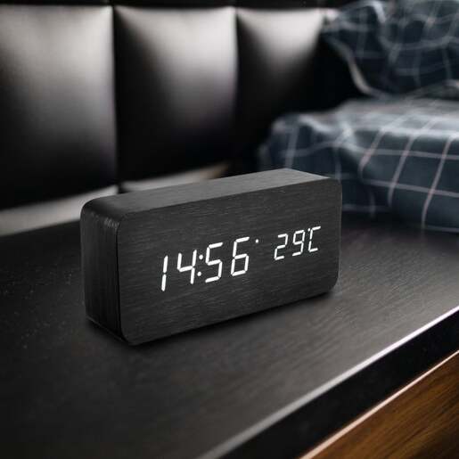 Drveni led budilnik sa termometrom Oc04