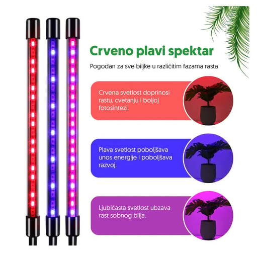 Četvorostruka lampa za biljke 16w Lb-trip-04/rb