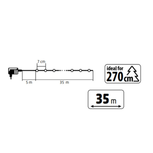 Svetleći niz sa 500 hladno belih led dioda 35m Kkl512dwh