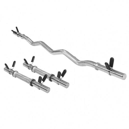 Gorilla sports Kriva EZ šipka + 2 kratke šipke sa zvezdastim maticama crna