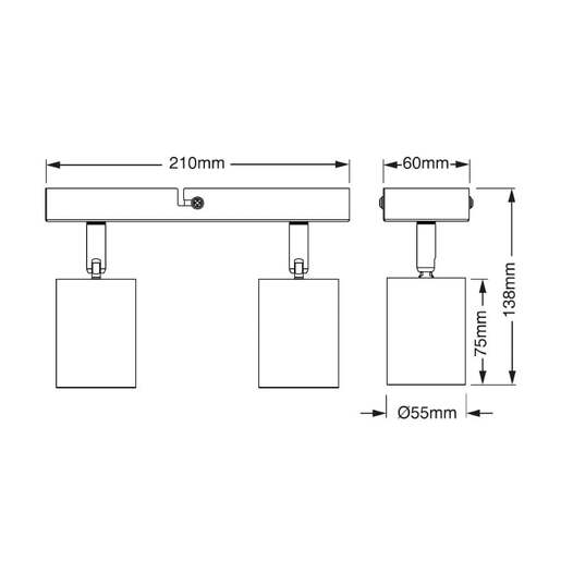 Osram elemental crna spot lampa 2xgu10 4099854587542e