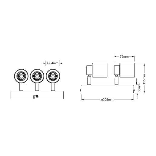 Osram primal pl crna spot lampa 3xgu10 4099854587382e