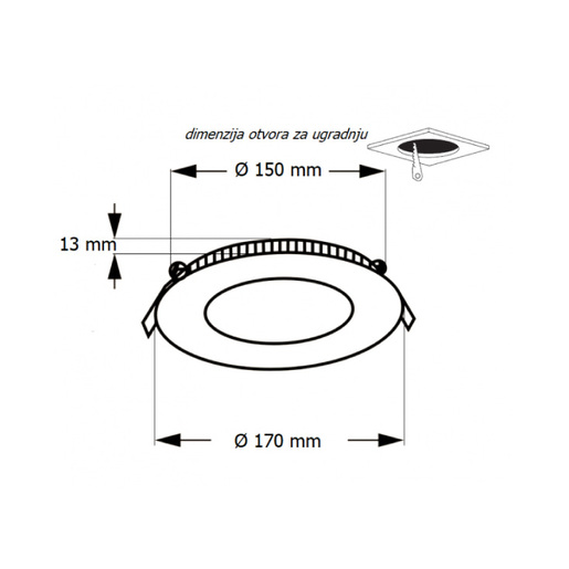 Led ugradna cct panel lampa 12w Knc1-12w