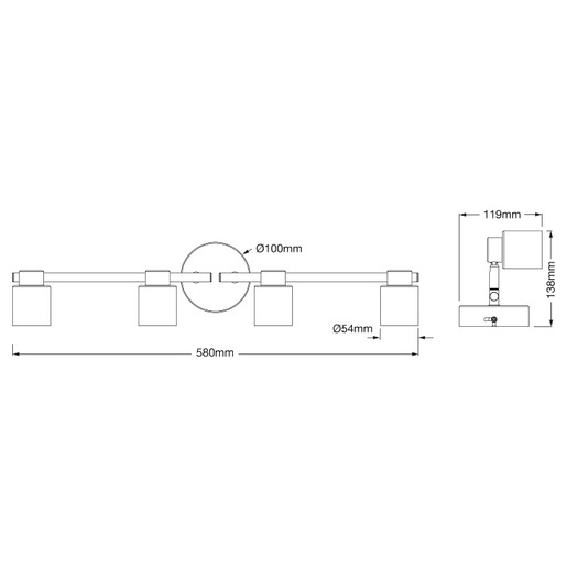 Osram primal crna spot lampa 4xgu10 4099854587405e