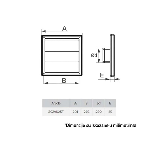Plastična žaluzina 294x294mm 132e
