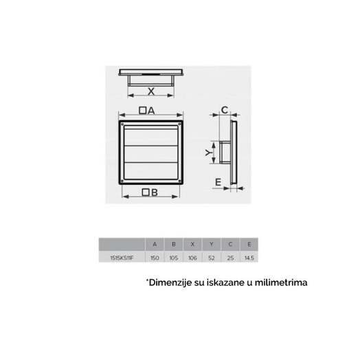 Plastična žaluzina 150x150mm 112e