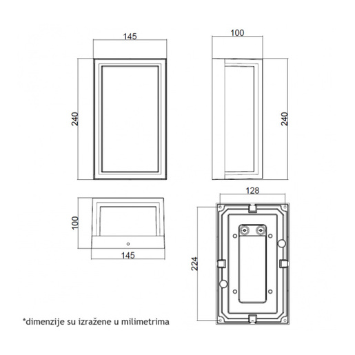 Zidna led lampa 12w 4000k ip54 W13301