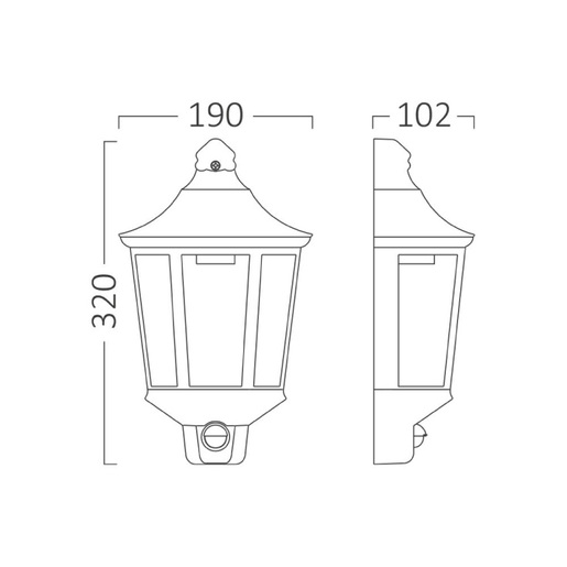 Braytron bela spoljna svetiljka sa senzorom 1xe27 Bg44-20100