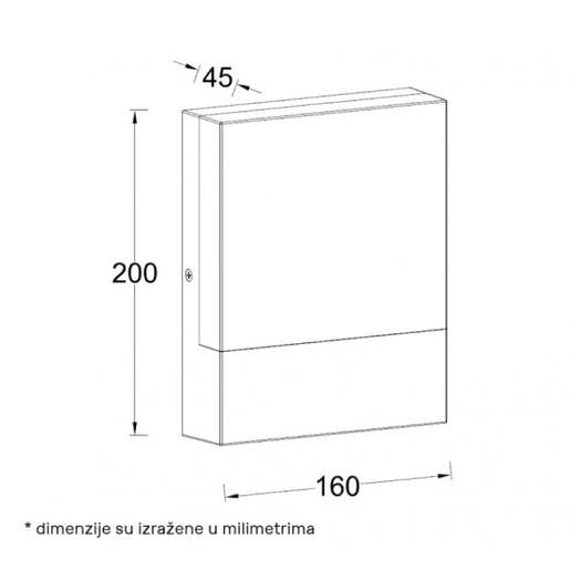 Zidna led lampa 10w 3000k ip65 crna A0301