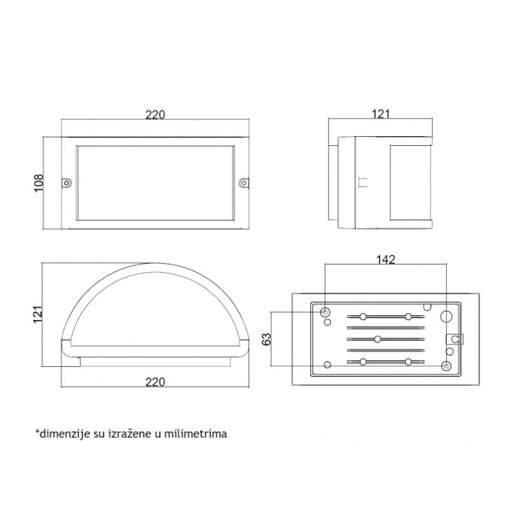 Zidna lampa 1xe27 ip54 crna W11551