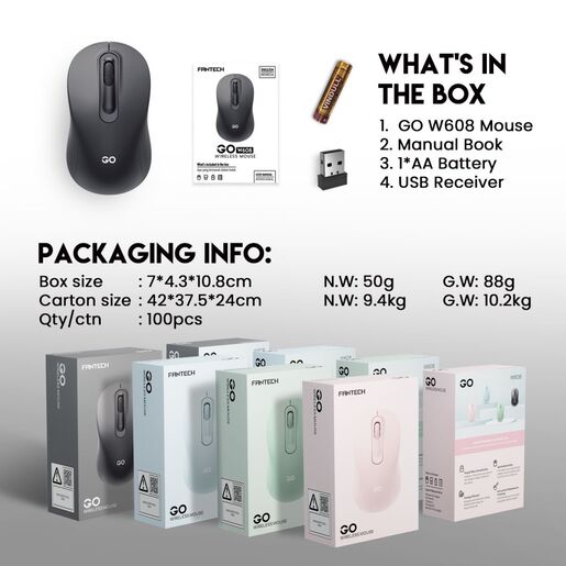 Mis Wireless Fantech W608 GO roze