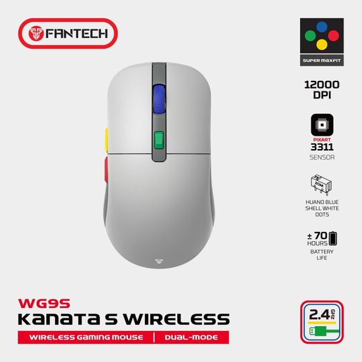 Mis Wireless Gaming Fantech WG9S Kanata S sivi