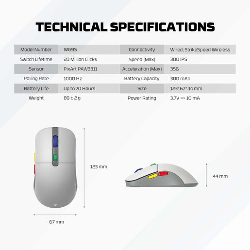 Mis Wireless Gaming Fantech WG9S Kanata S sivi