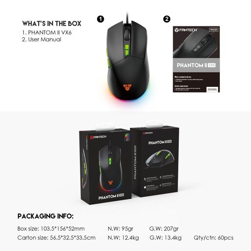 Mis Gaming Fantech VX6 Phantom II crni