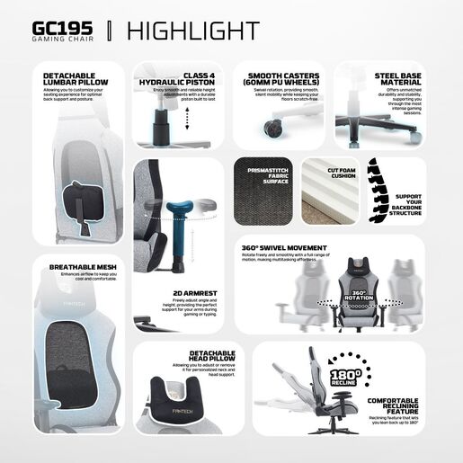 Stolica Gaming Fantech GC195 siva