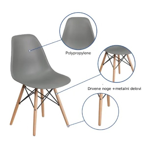 Trpezarijska stolica Aurora - siva 25-KS006