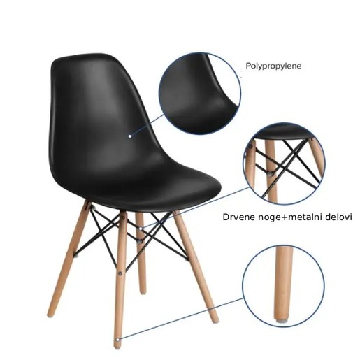 Trpezarijska stolica Aurora - crna 25-KS005