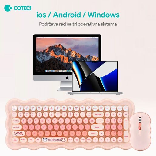 Combo mis i tastatura Coteci OF-056 roze