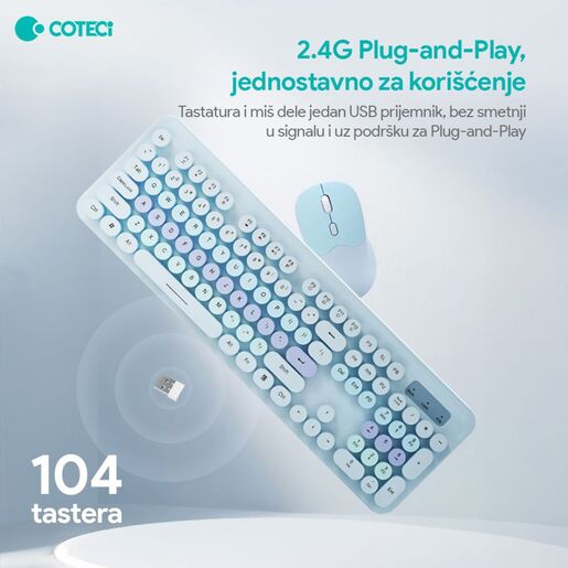 Combo mis i tastatura Coteci OF-054 plava