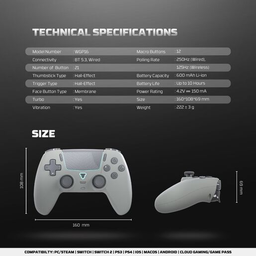 Joypad wireless Fantech WGP16 Nova II sivi