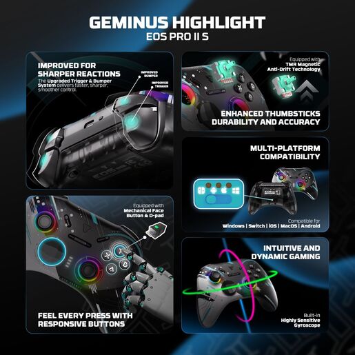 Joypad wireless Fantech WGP15V2S EOS PRO II S Geminus multiplatform RGB crni