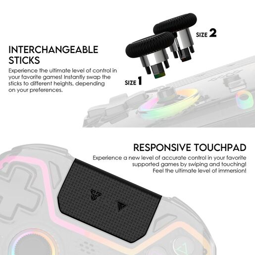 Joypad wireless Fantech WGP14V2 NOVA PRO multiplatform RGB CLEAR crni
