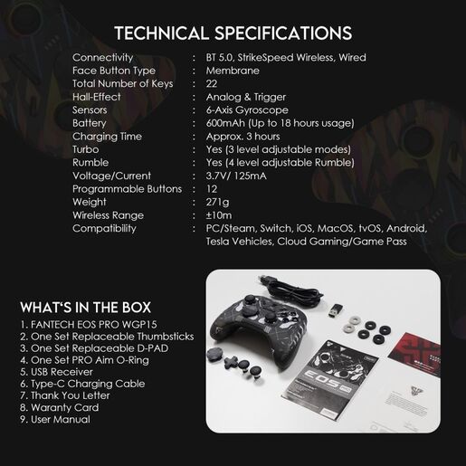 Joypad wireless Fantech WGP15 EOS PRO ORION multiplatform RGB crni