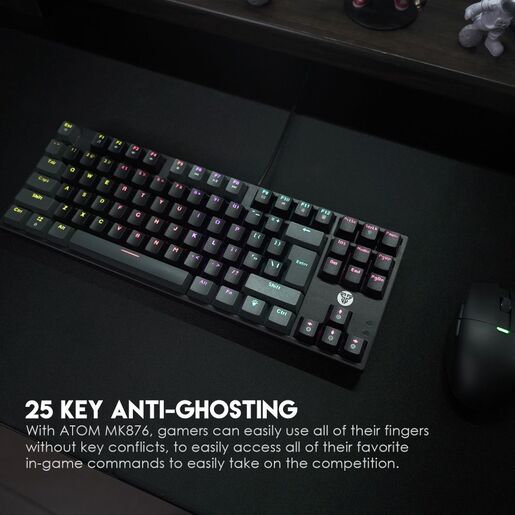 Tastatura Mehanicka Gaming Fantech MK876 RGB Atom TKL crna (Red switch)