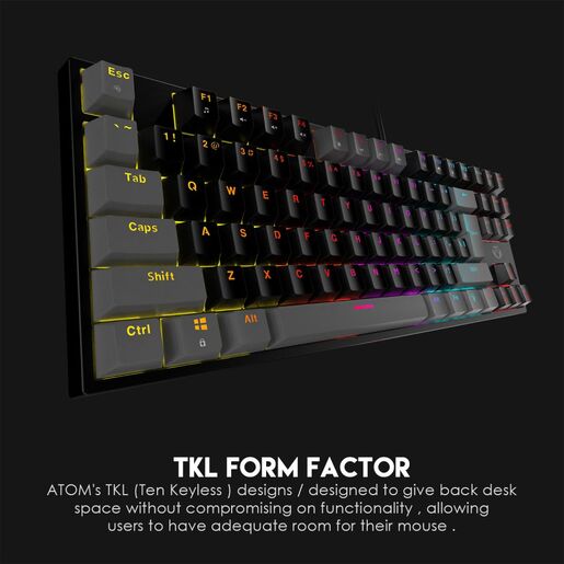 Tastatura Mehanicka Gaming Fantech MK876 RGB Atom TKL crna (Red switch)
