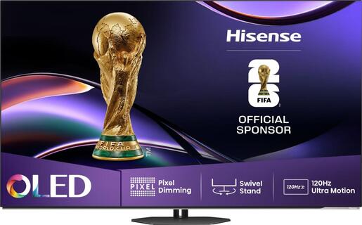 Hisense OLED TV 55" 55A85Q, 4K Ultra HD, Smart TV, VIDAA OS, VRR 120Hz, Infinite Blacks, Pixel Dimming, Brightness Enhancer, Anti-Reflection PRO, AI Picture