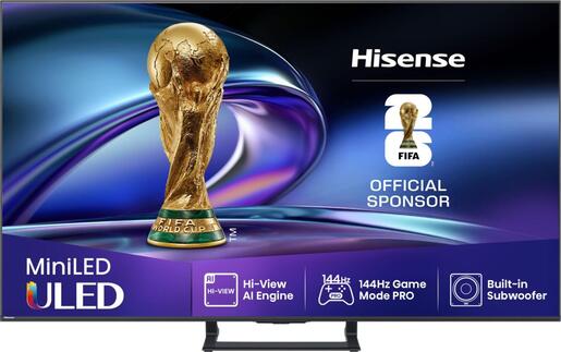 Hisense MiniLED TV 55" 55E8Q, 4K Ultra HD, Smart TV, VIDAA OS, 144Hz Game Mode PRO, QLED Colour, Dolby Vision Atmos, AI Smooth Motion