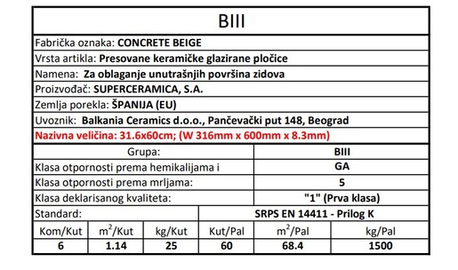 Zidne pločice CONCRETE BEIGE 30x60