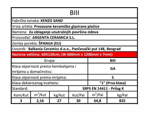 Zidne pločice KENZO SAND 60x120