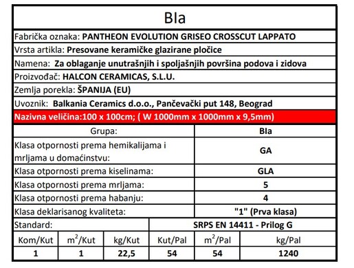 Zidne i podne pločice PANTHEON EVOLUTION GRISEO CROSSCUT LAPPATO 100x100
