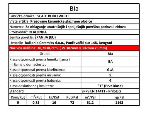 Zidne i podne pločice SCALE BOHO WHITE 30,7x30,7