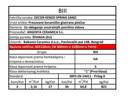 Zidne pločice DECOR KENZO SPRING SAND 60x120