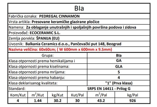 Zidne i podne pločice PEDREGAL CINNAMON 60x60