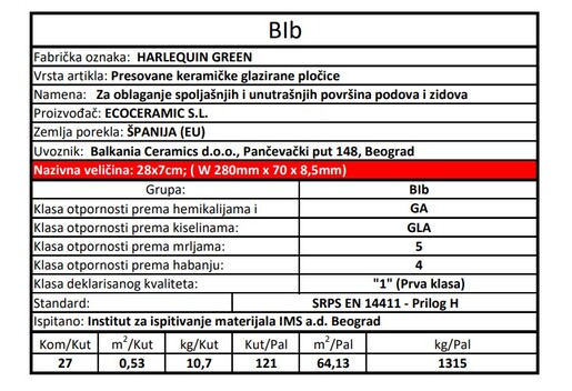 Zidne pločice HARLEQUIN GREEN 7x28