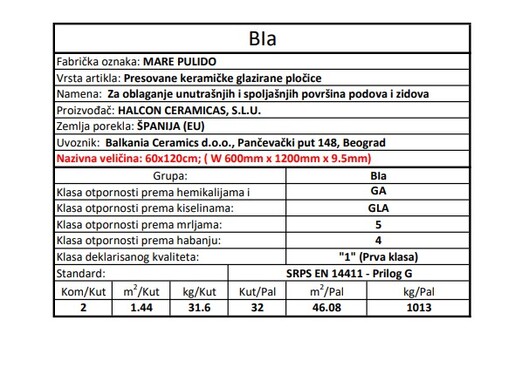 Zidne i podne pločice MARE PULIDO 60x120