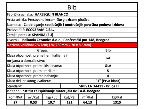 Zidne pločice HARLEQUIN BIANCO 7x28