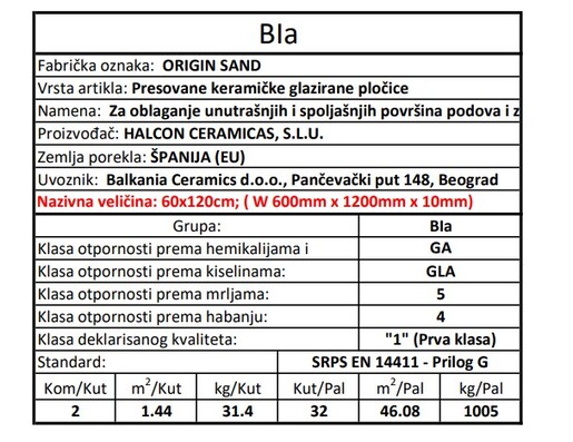 Zidne i podne pločice ORIGIN SAND 60x120